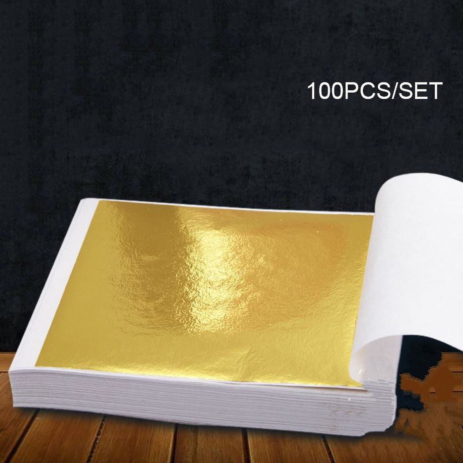 100 Pcs Gold Leaf Sheets Foil Paper for Arts Slime DIY Gilding Nails Art  Craft Gold 